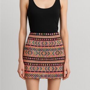 Vibrant Sequin Geo Mini Skirt — Y2K Festival Statement Ibiza Summer L